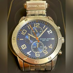 Michael Kors MK8348 Chronograph Blue Dial Stainless Steel Mens Watch